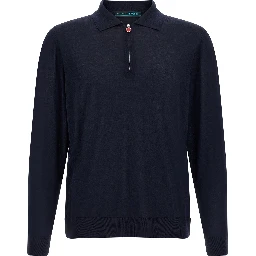 Blue Wool Polo Shirt