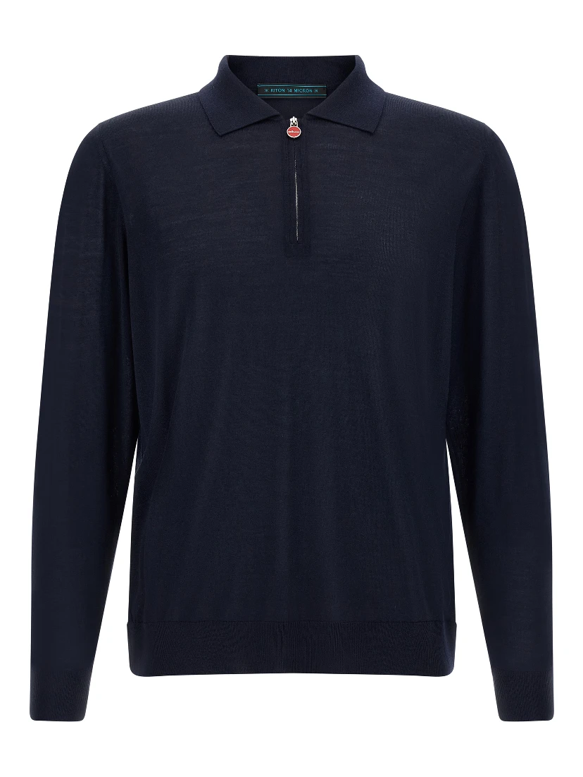 Blue Wool Polo Shirt
