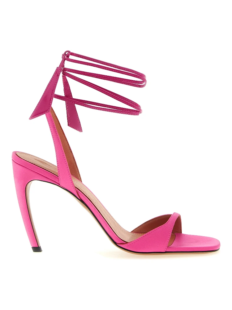 Fuchsia Leather Stiletto Heel Sandals