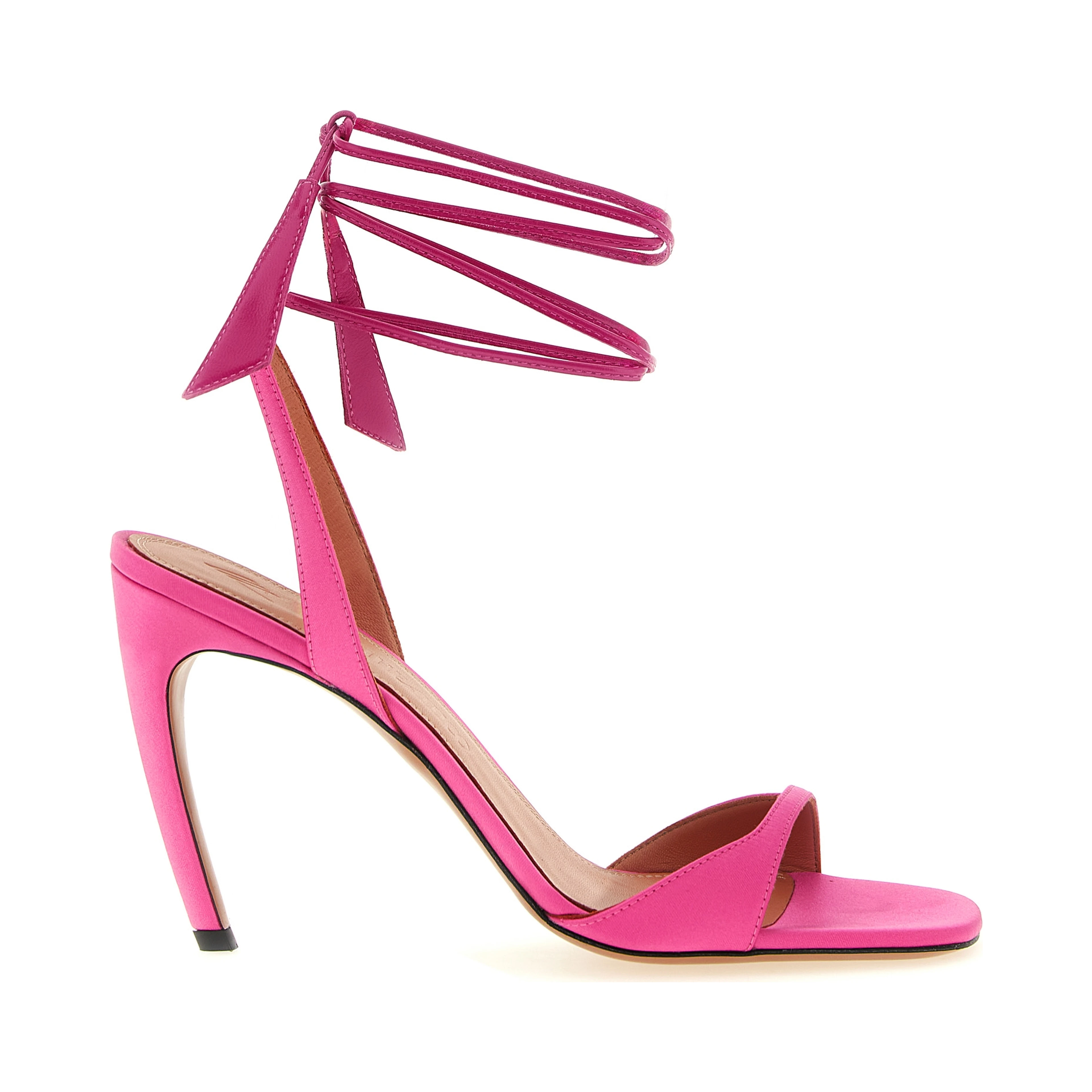 Fuchsia Leather Stiletto Heel Sandals