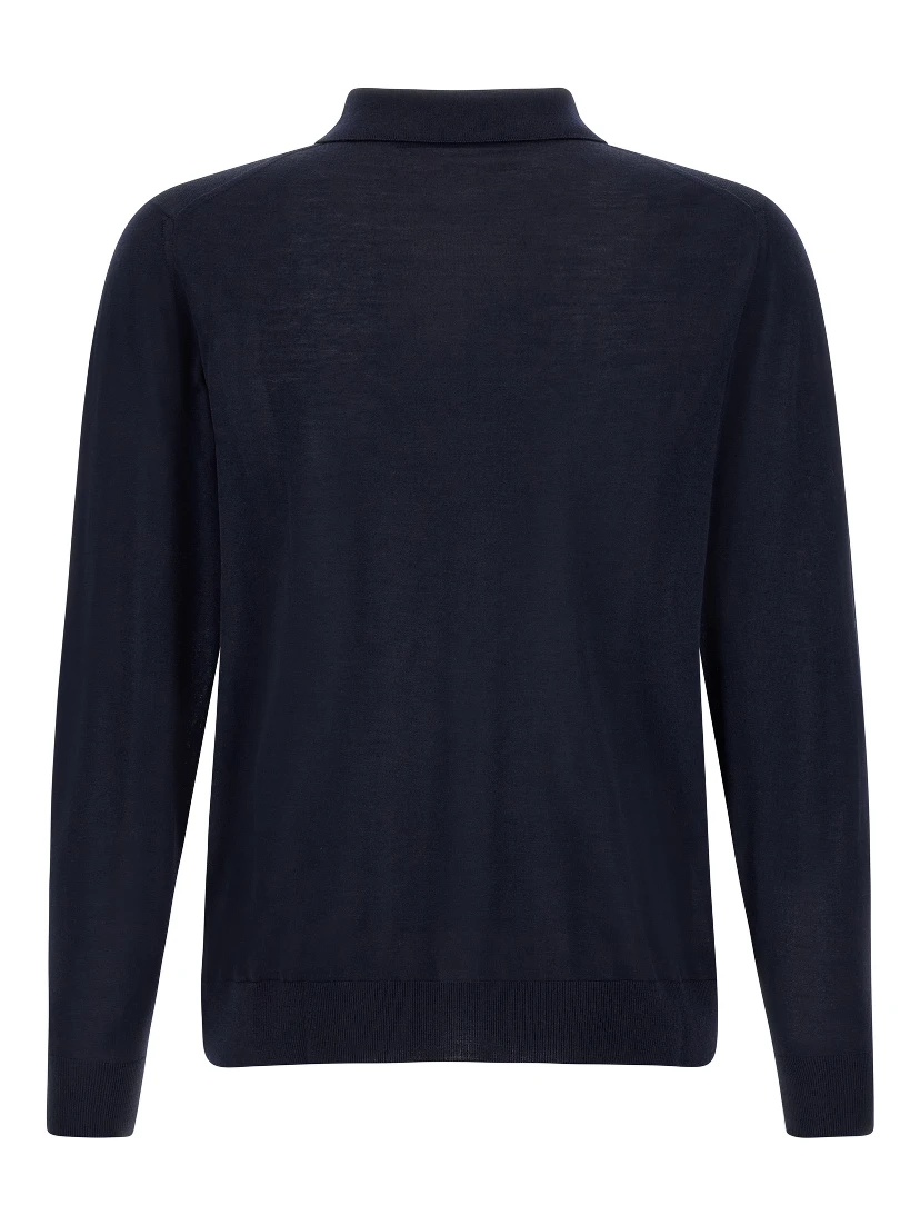 Blue Wool Polo Shirt