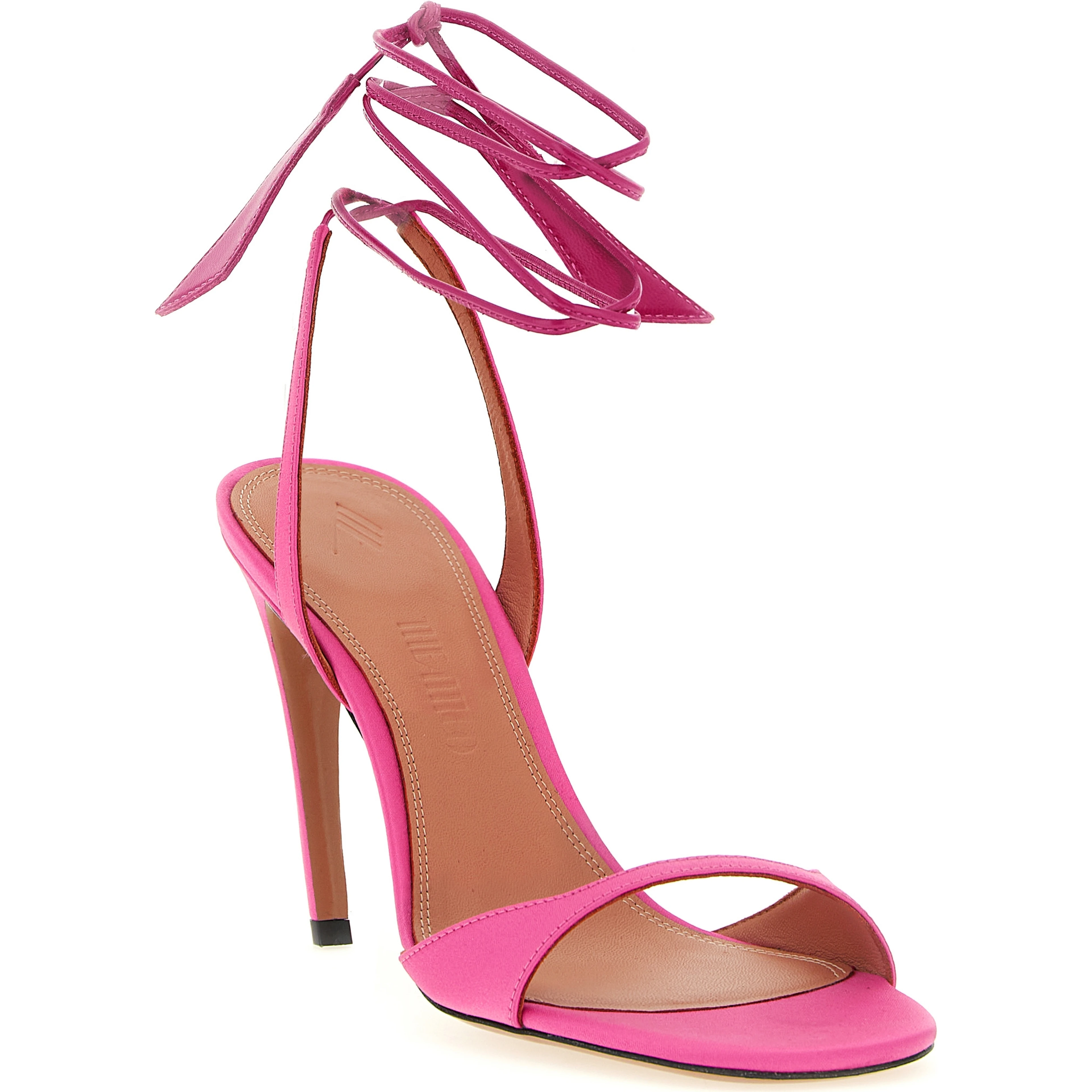 Fuchsia Leather Stiletto Heel Sandals