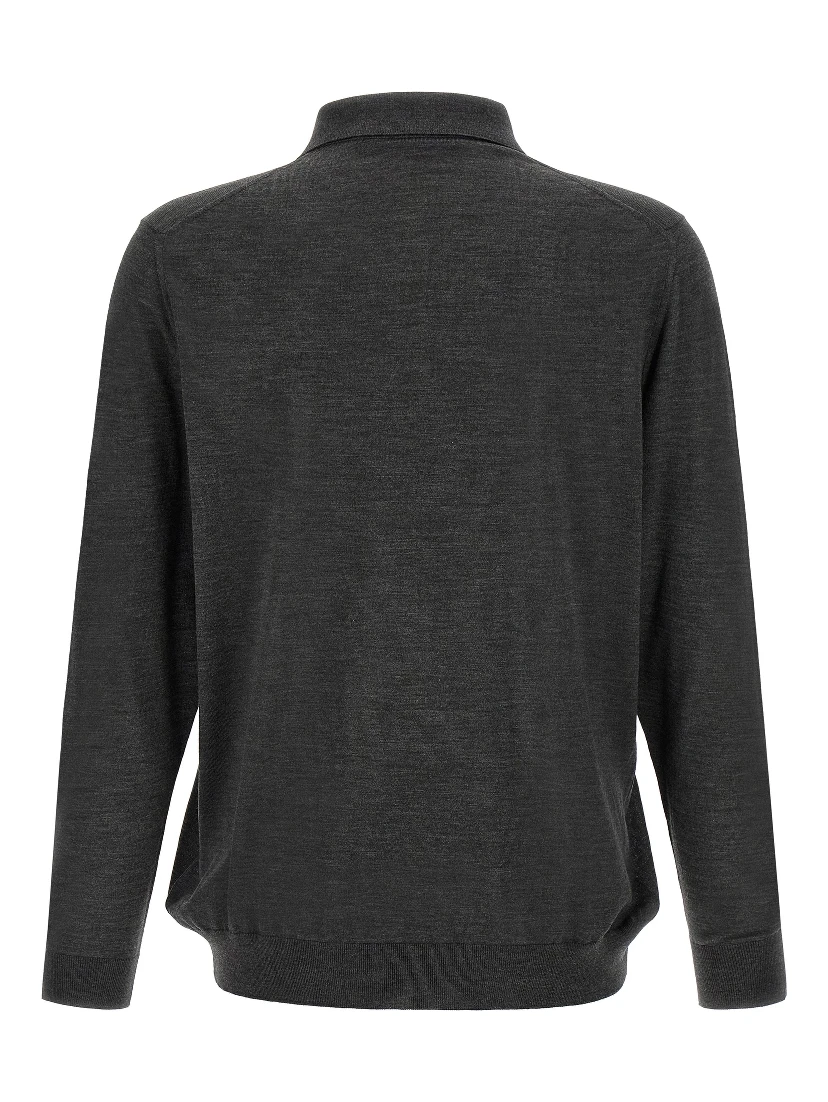 Gray Wool Polo Shirt