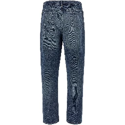 Blue Cotton Straight-Leg Jeans