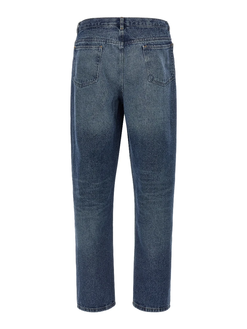 Blue Cotton Straight-Leg Jeans
