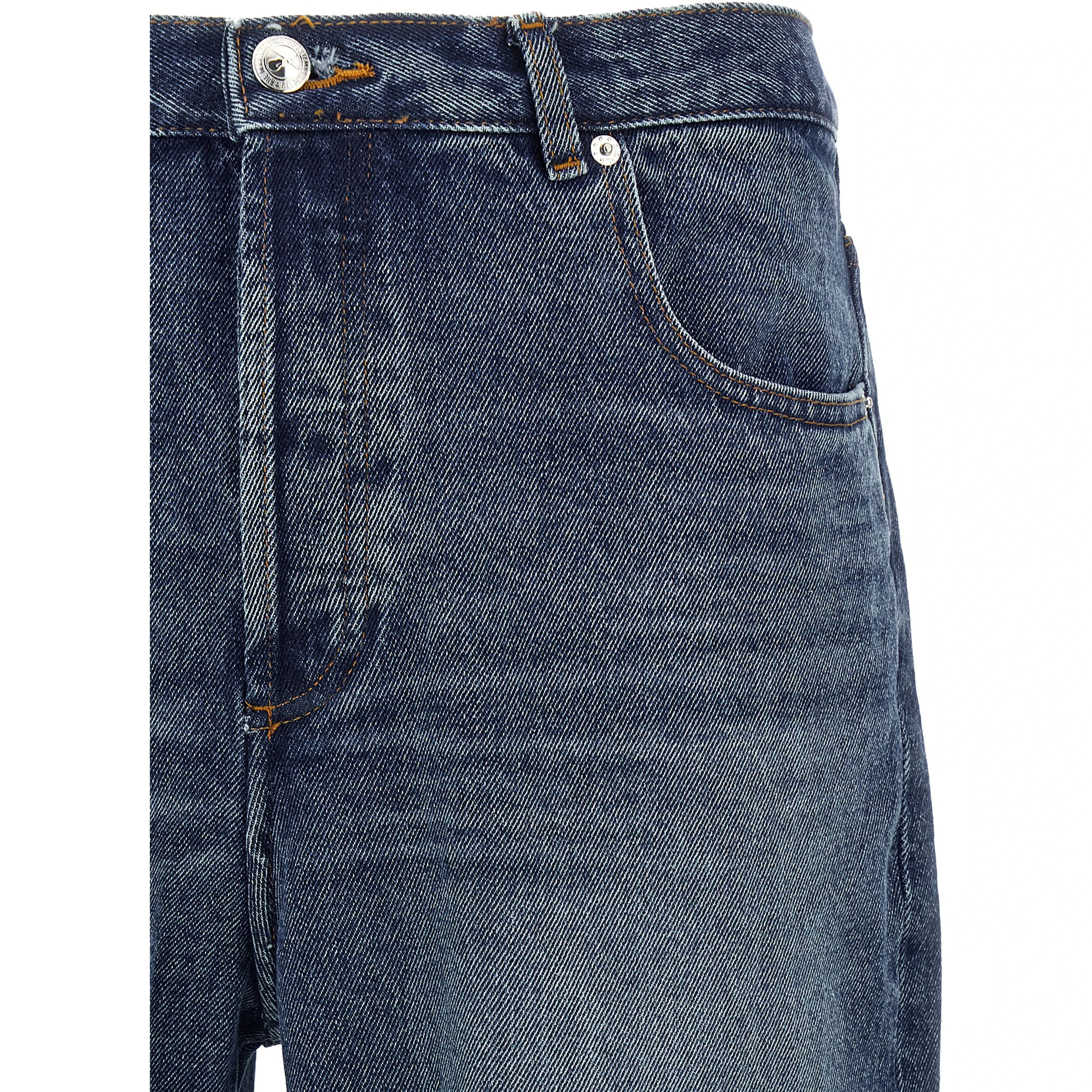 Blue Cotton Straight-Leg Jeans