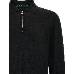 Black Wool Polo Shirt