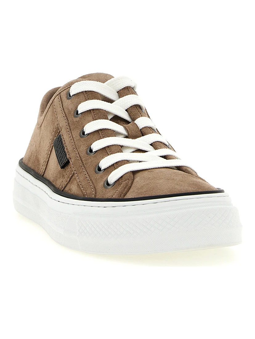 Brown Leather Low Top Sneakers