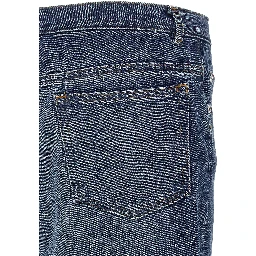 Blue Cotton Straight-Leg Jeans