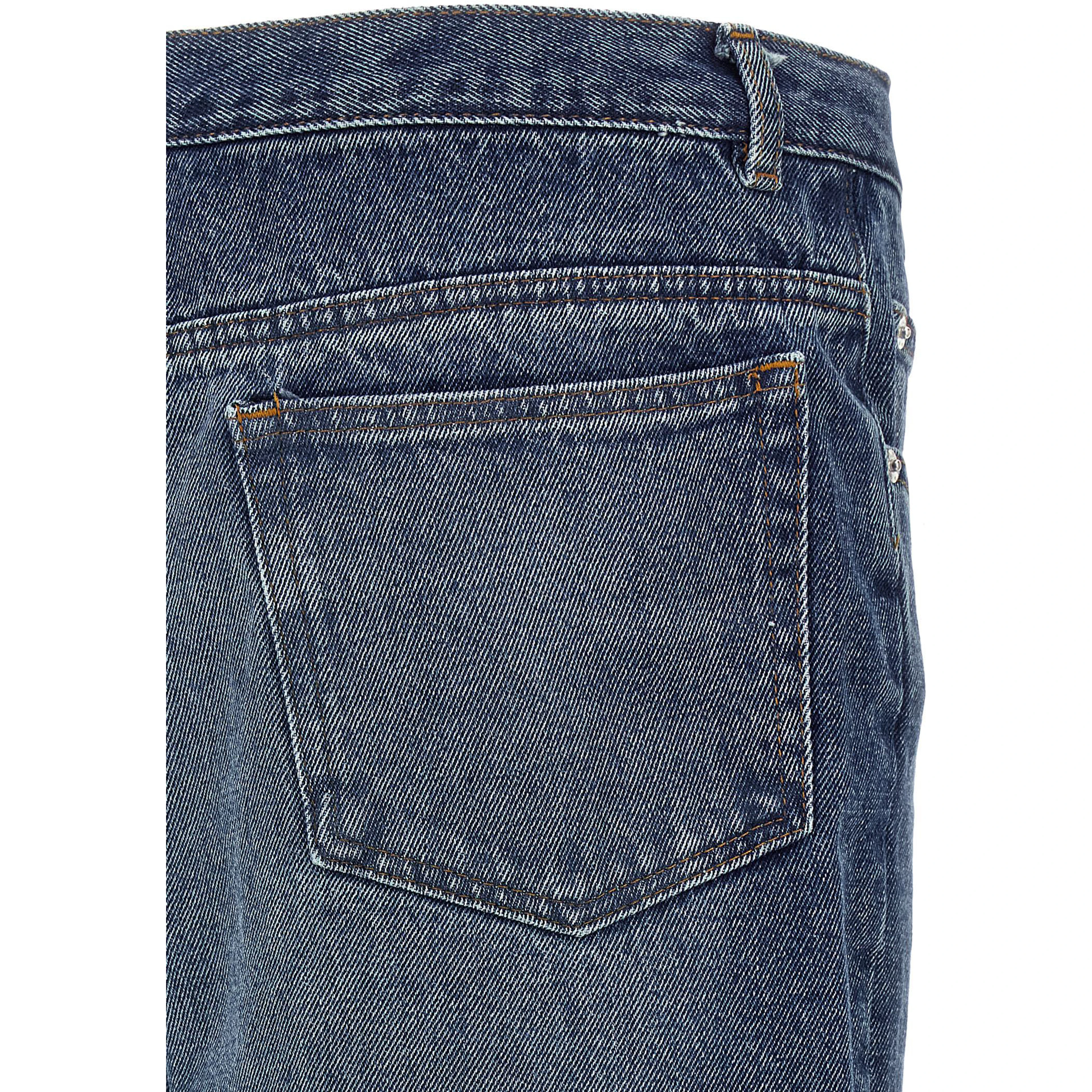 Blue Cotton Straight-Leg Jeans
