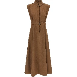 Brown Cotton Midi Dress