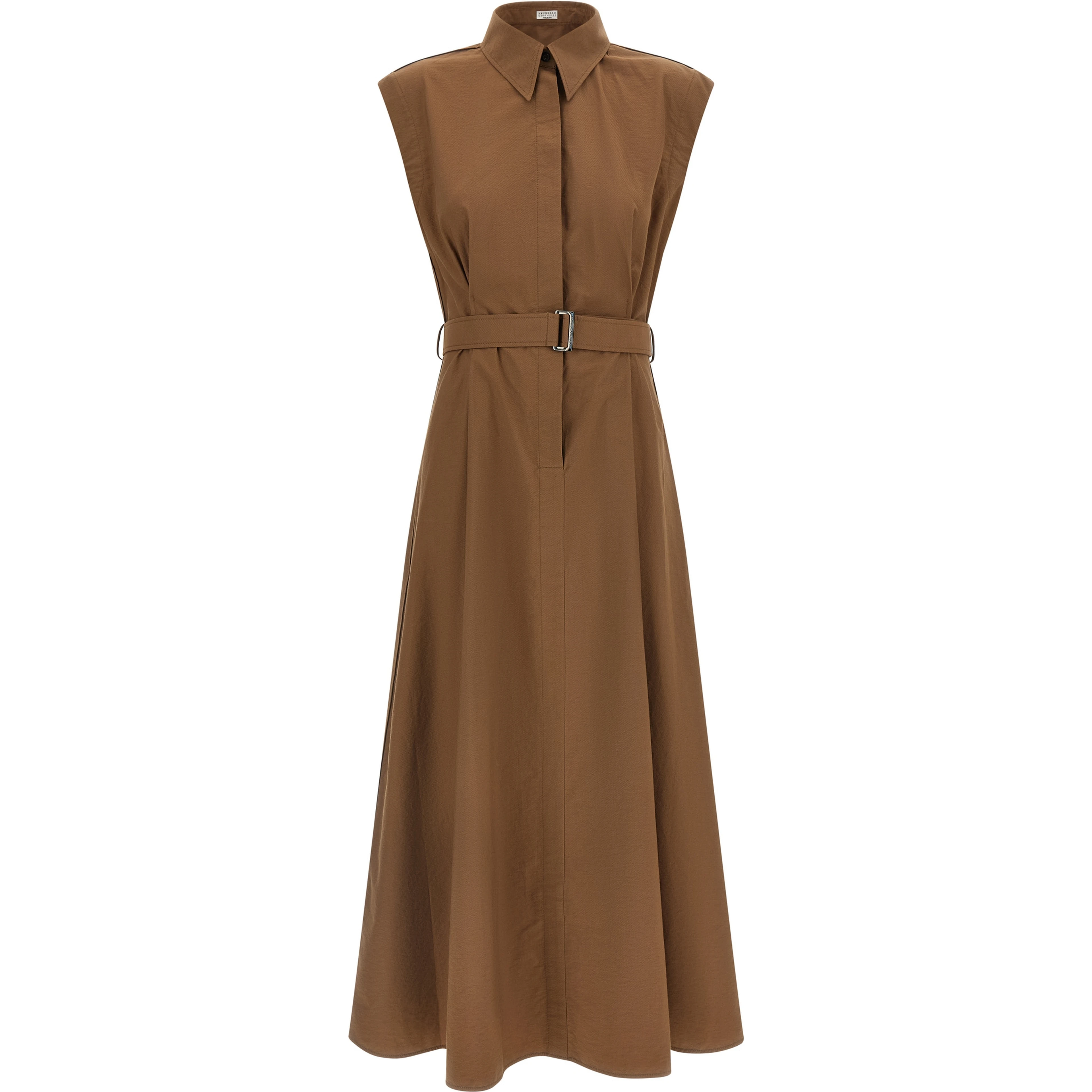 Brown Cotton Midi Dress