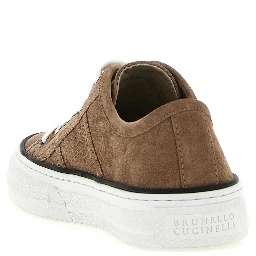 Brown Leather Low Top Sneakers