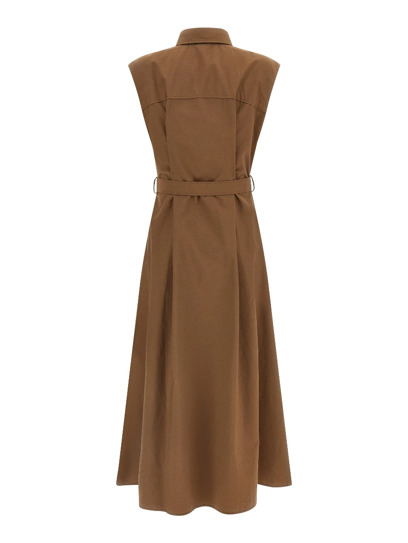 Brown Cotton Midi Dress