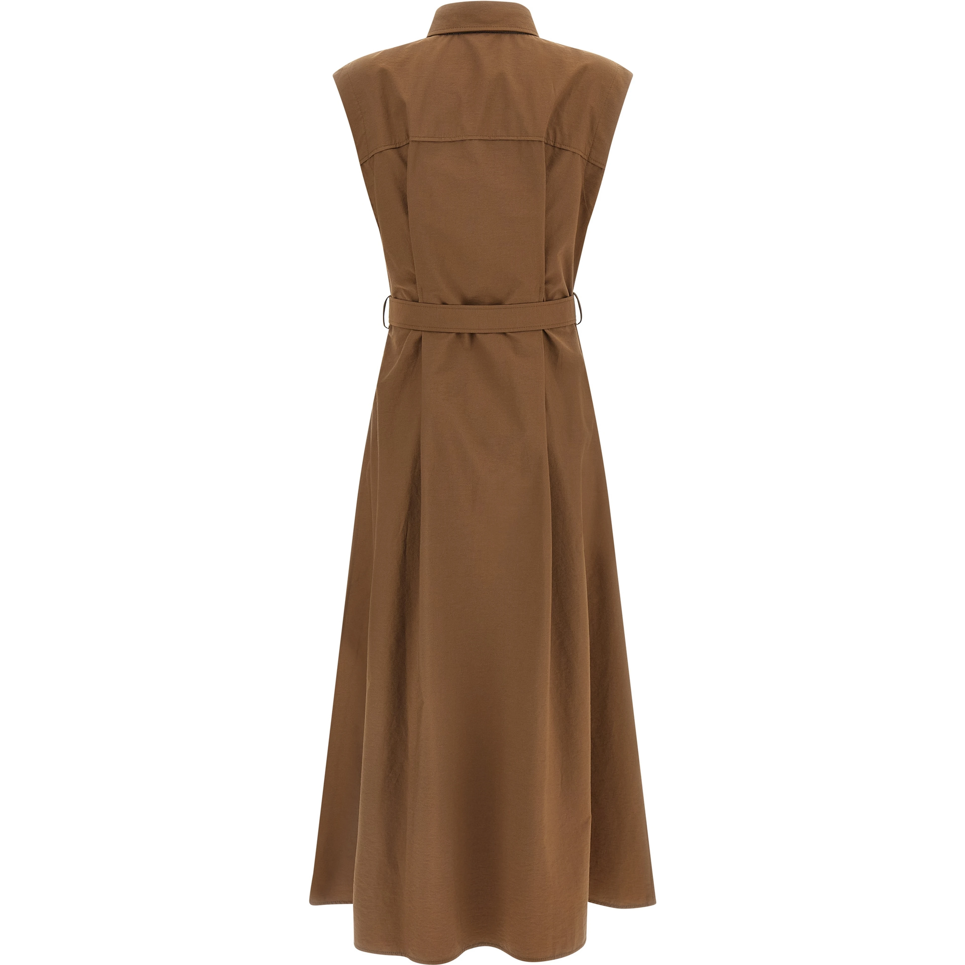 Brown Cotton Midi Dress