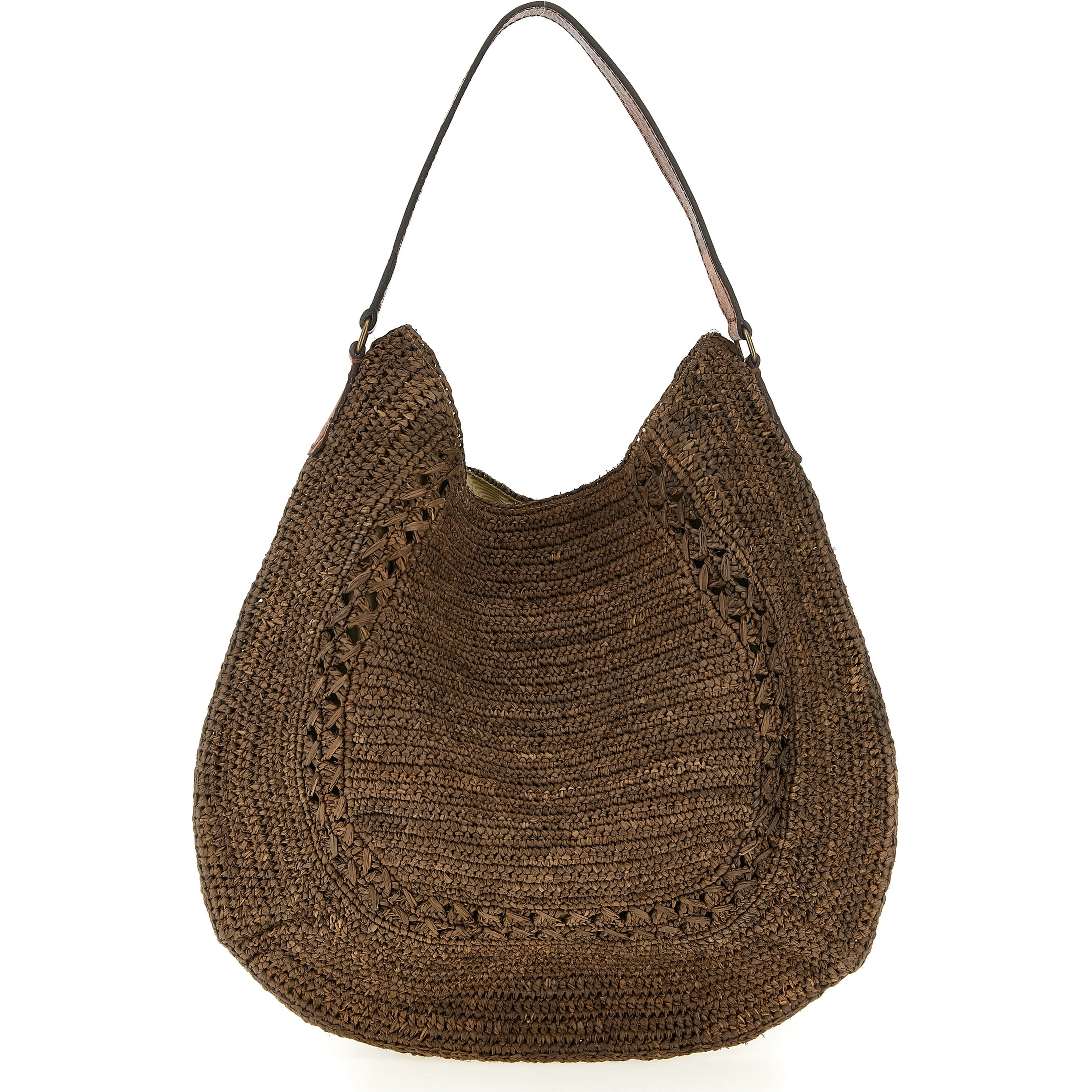 Brown Raffia Shoulder Bag