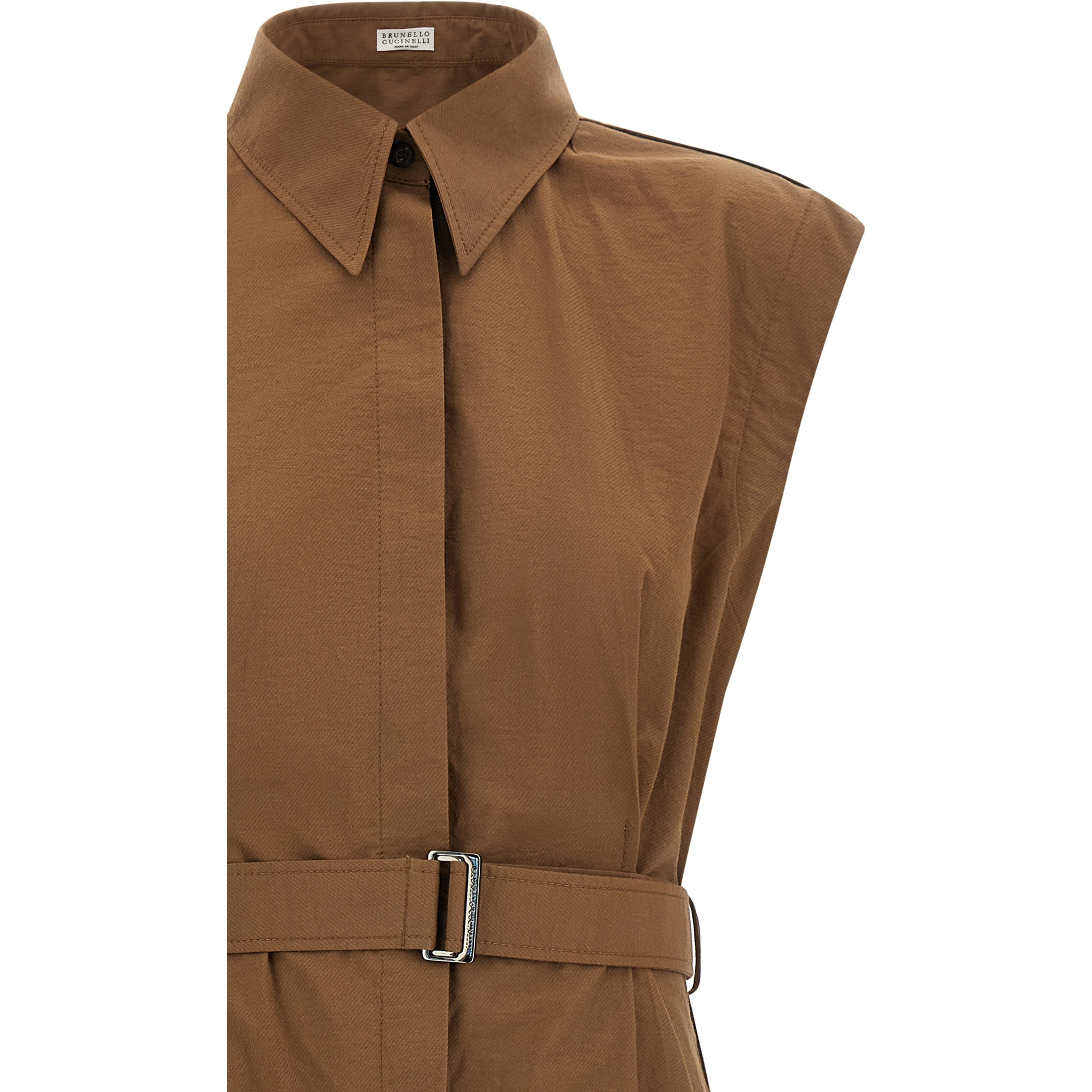 Brown Cotton Midi Dress