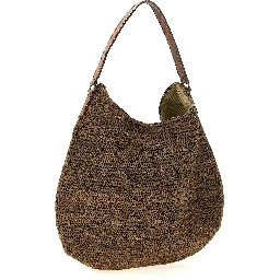 Brown Raffia Shoulder Bag