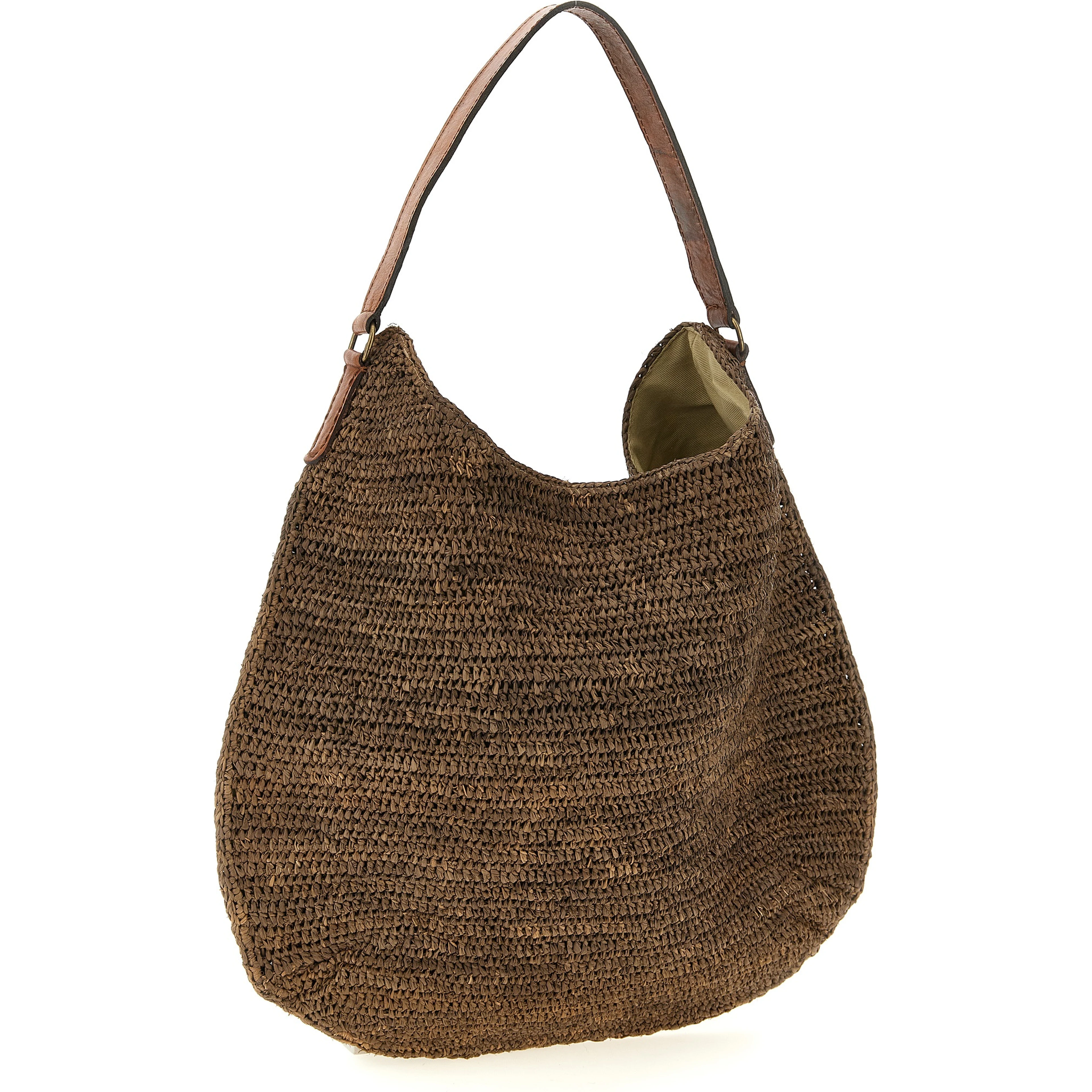 Brown Raffia Shoulder Bag