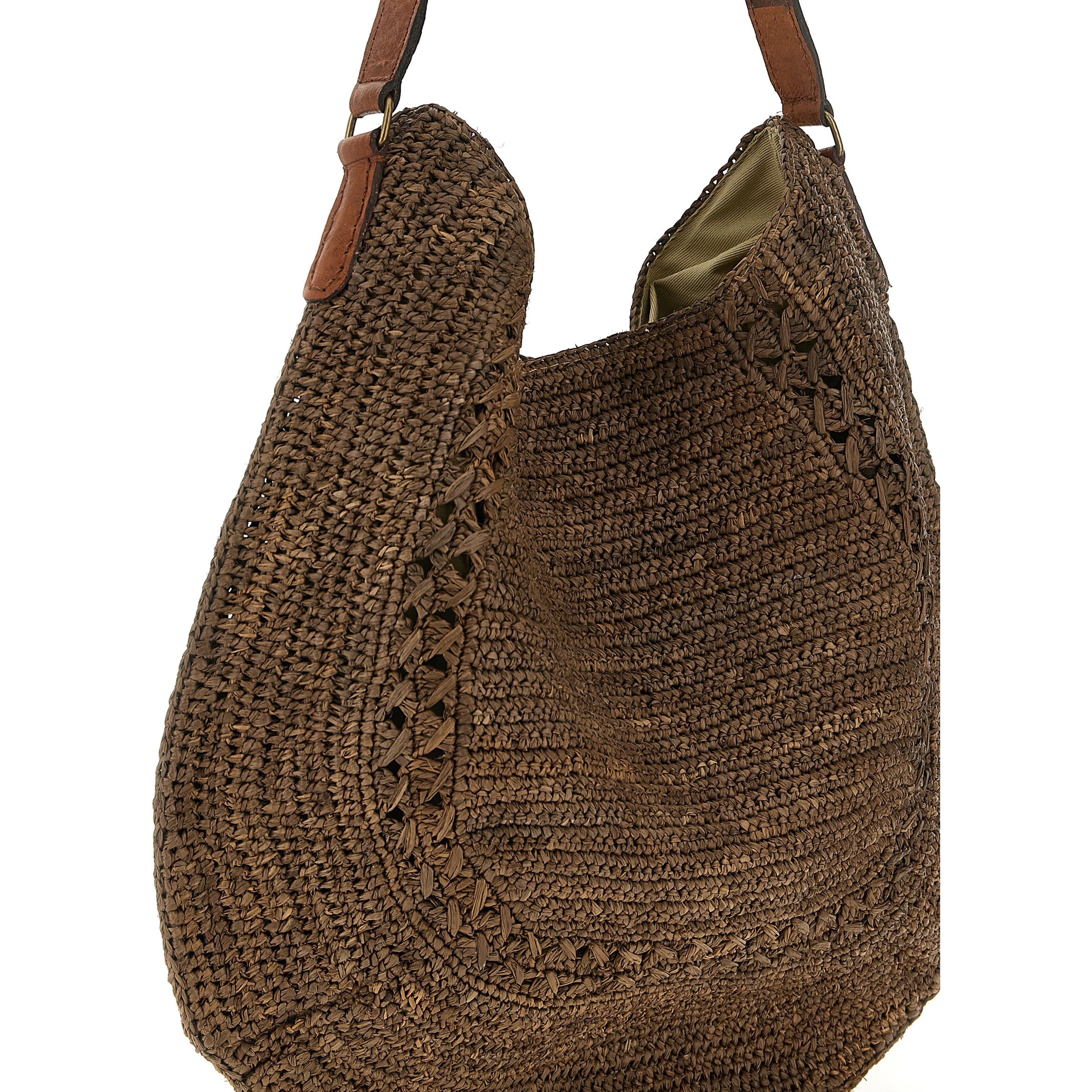 Brown Raffia Shoulder Bag