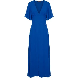 Blue Polyester Women Dress