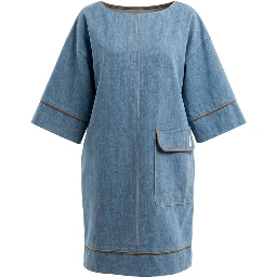 Blue Cotton Women Dress
