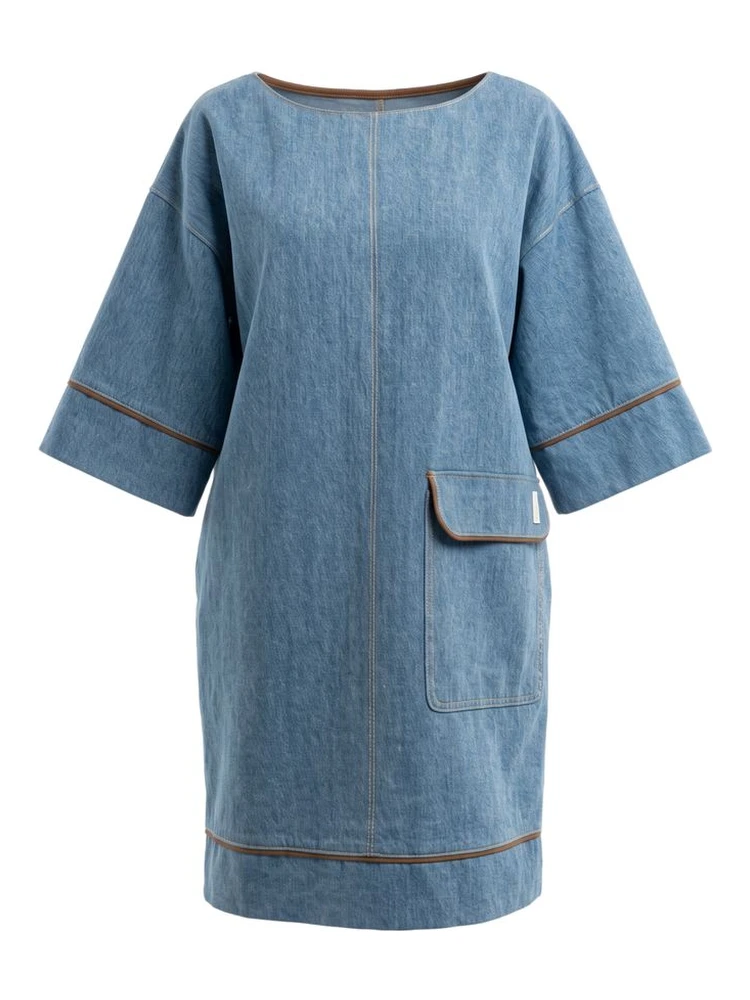 Blue Cotton Women Dress