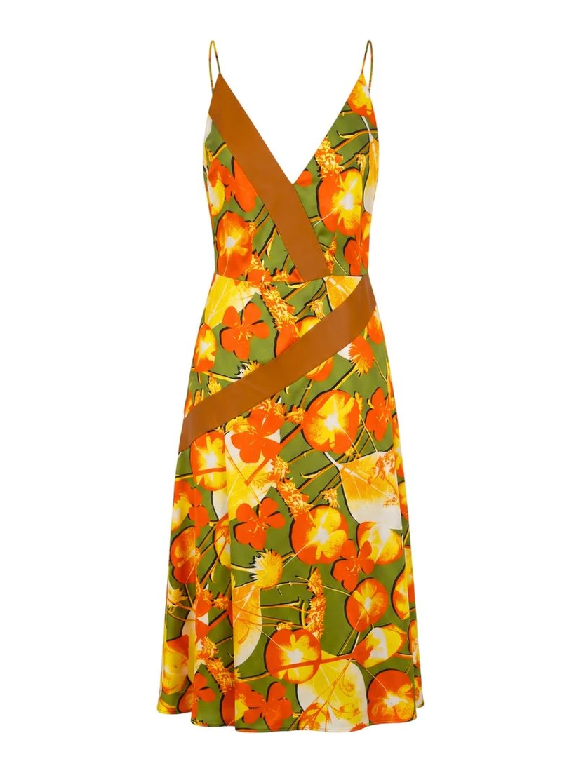 Yellow Silk Women Dress
