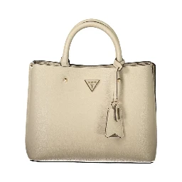 Beige Polyurethane Women Bag