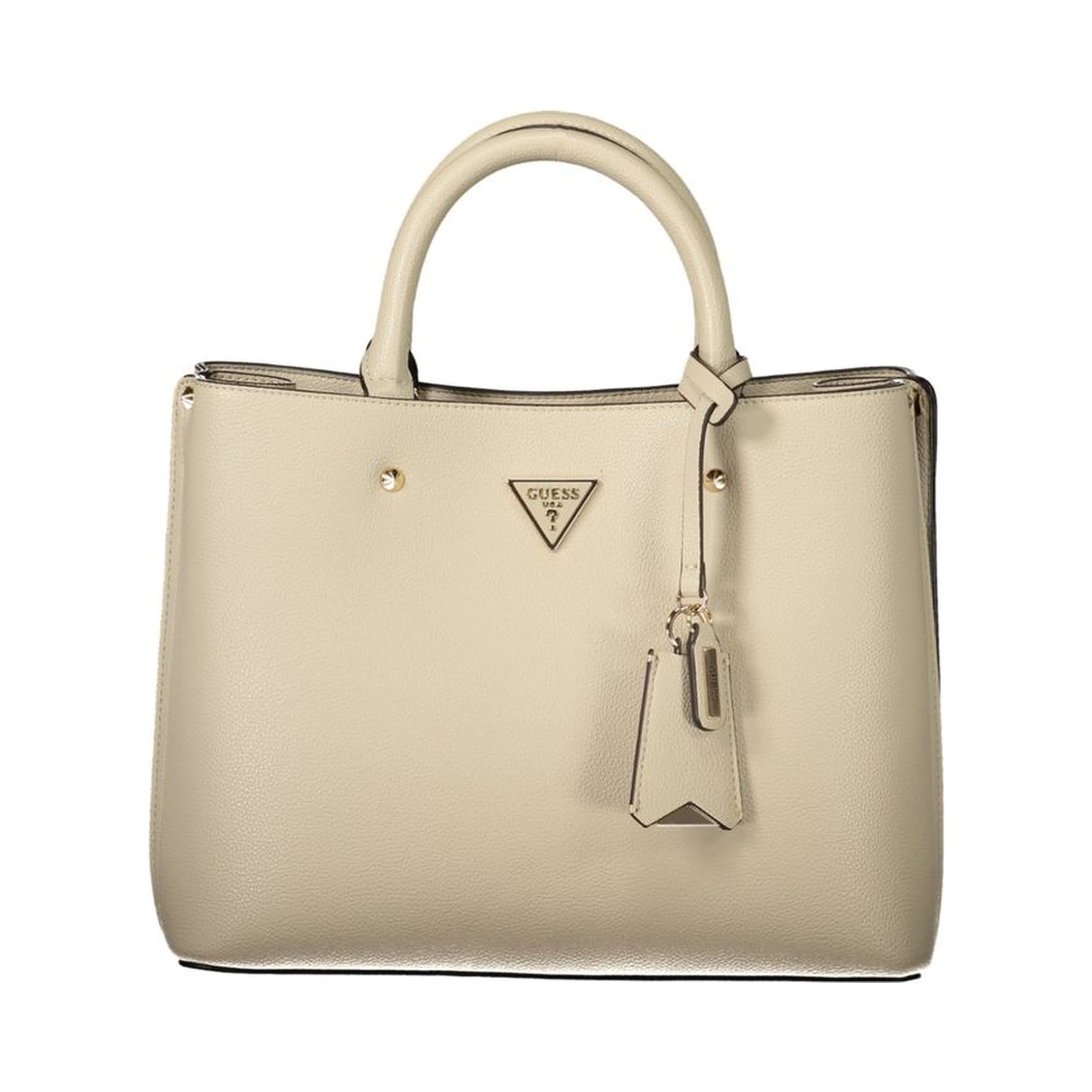 Beige Polyurethane Women Bag