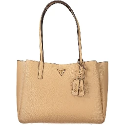 Beige Polyurethane Womens Bag