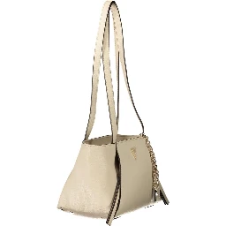 Beige Polyurethane Women's Bag