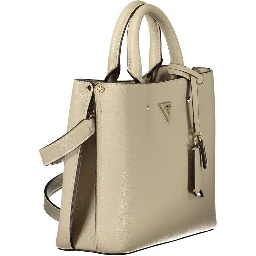 Beige Polyurethane Women Bag