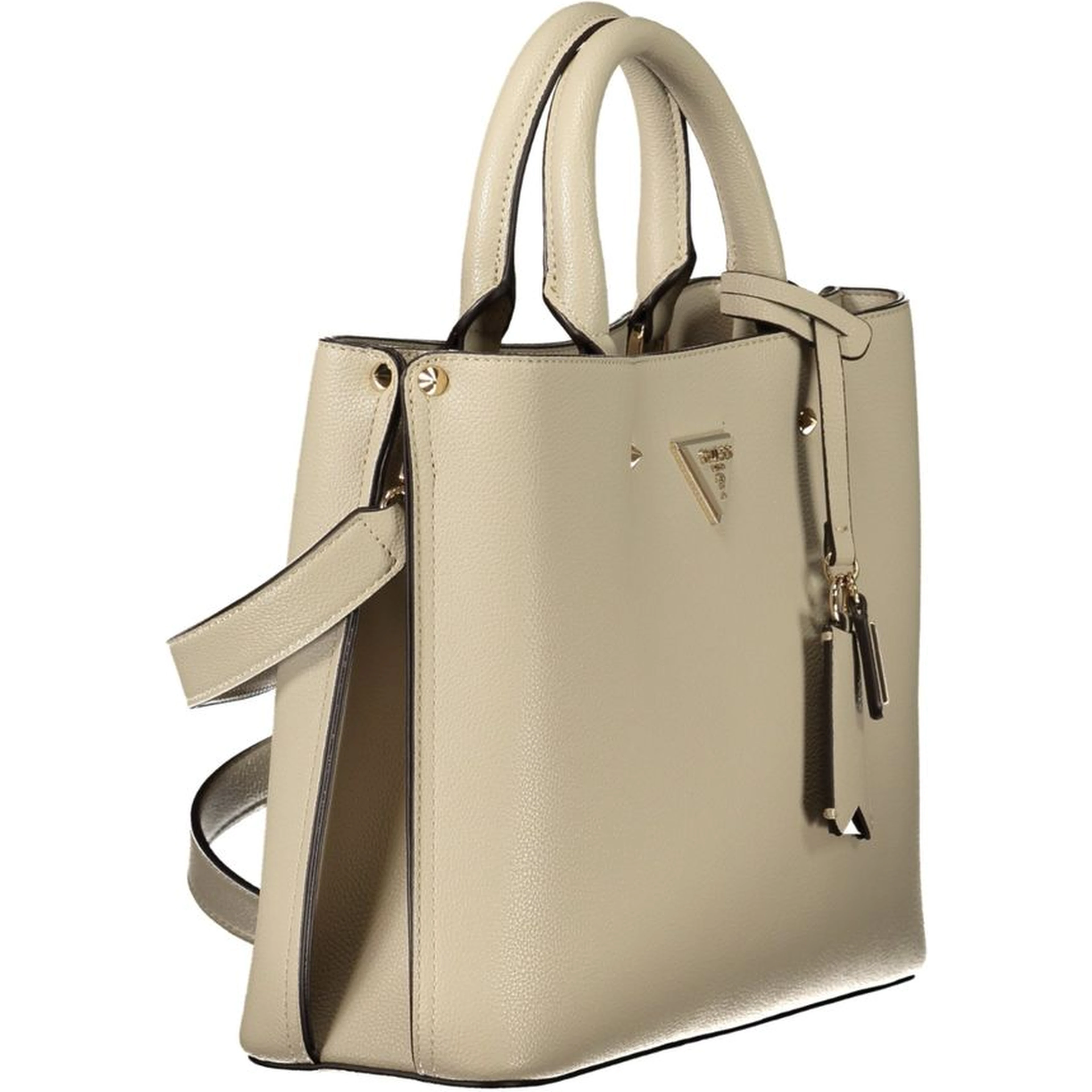 Beige Polyurethane Women Bag