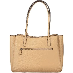 Beige Polyurethane Womens Bag