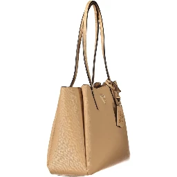 Beige Polyurethane Womens Bag