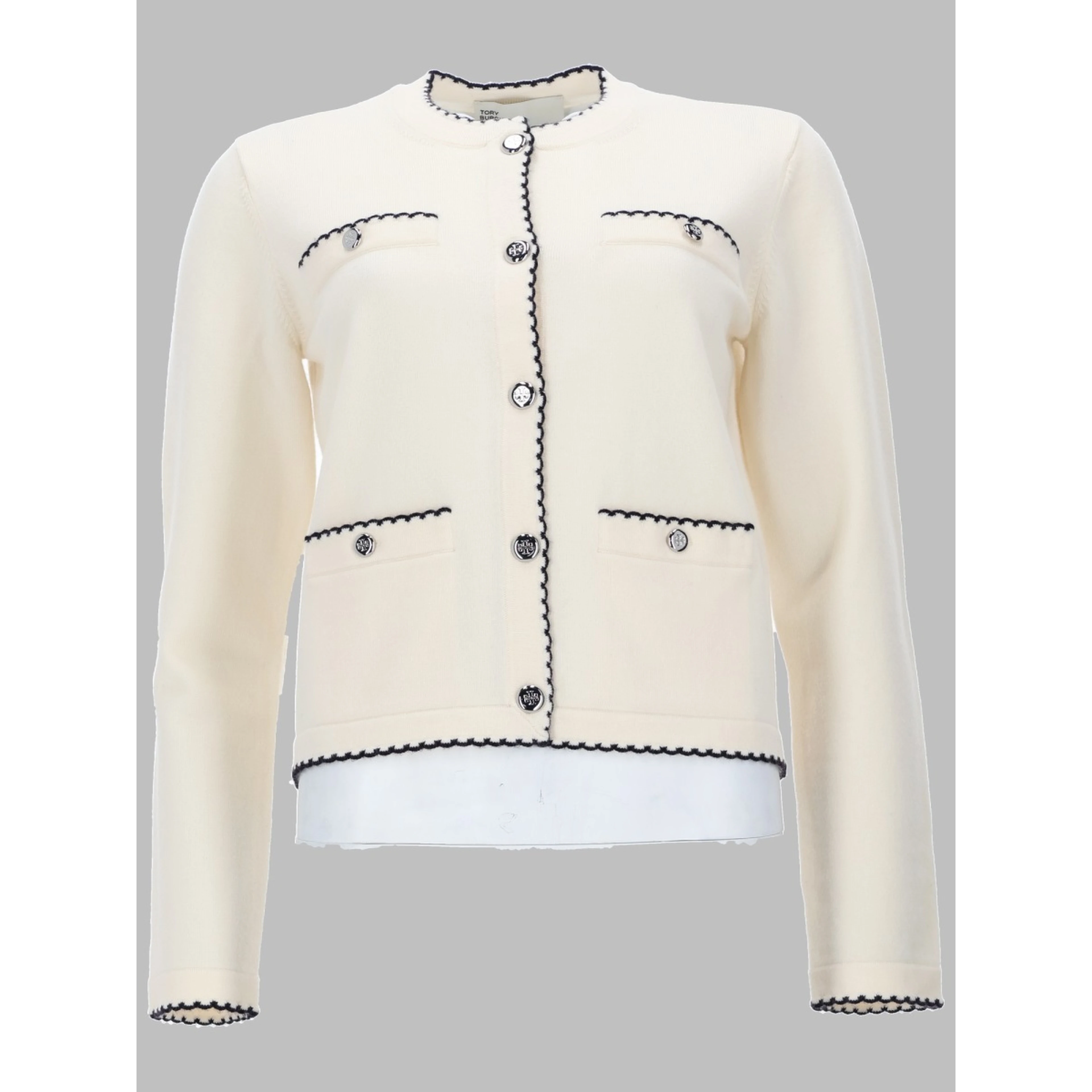 CARDIGAN "KENDRA" IN LANA CON BORDI SMERLATI