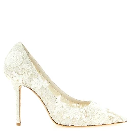 Beige Tencel High Heel Pumps