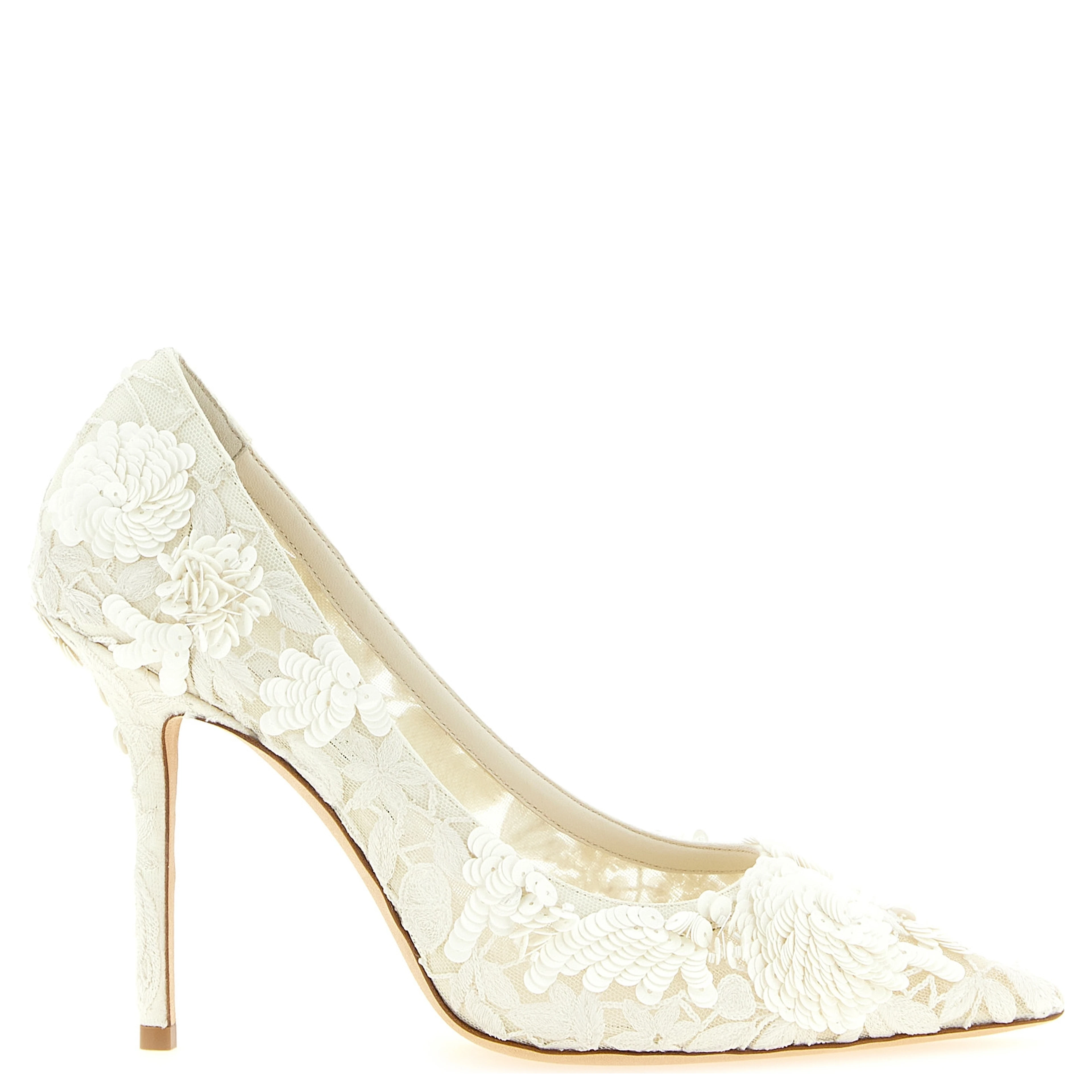 Beige Tencel High Heel Pumps