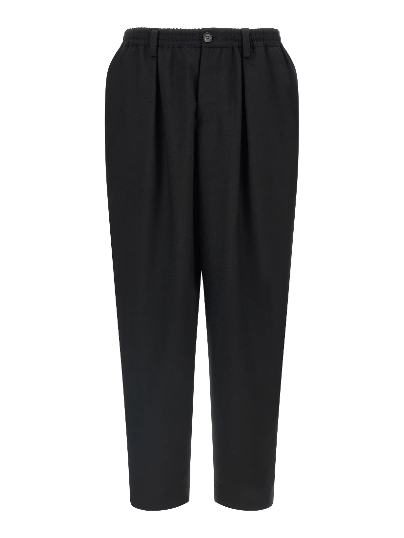 Black Virgin Wool Cropped Pants
