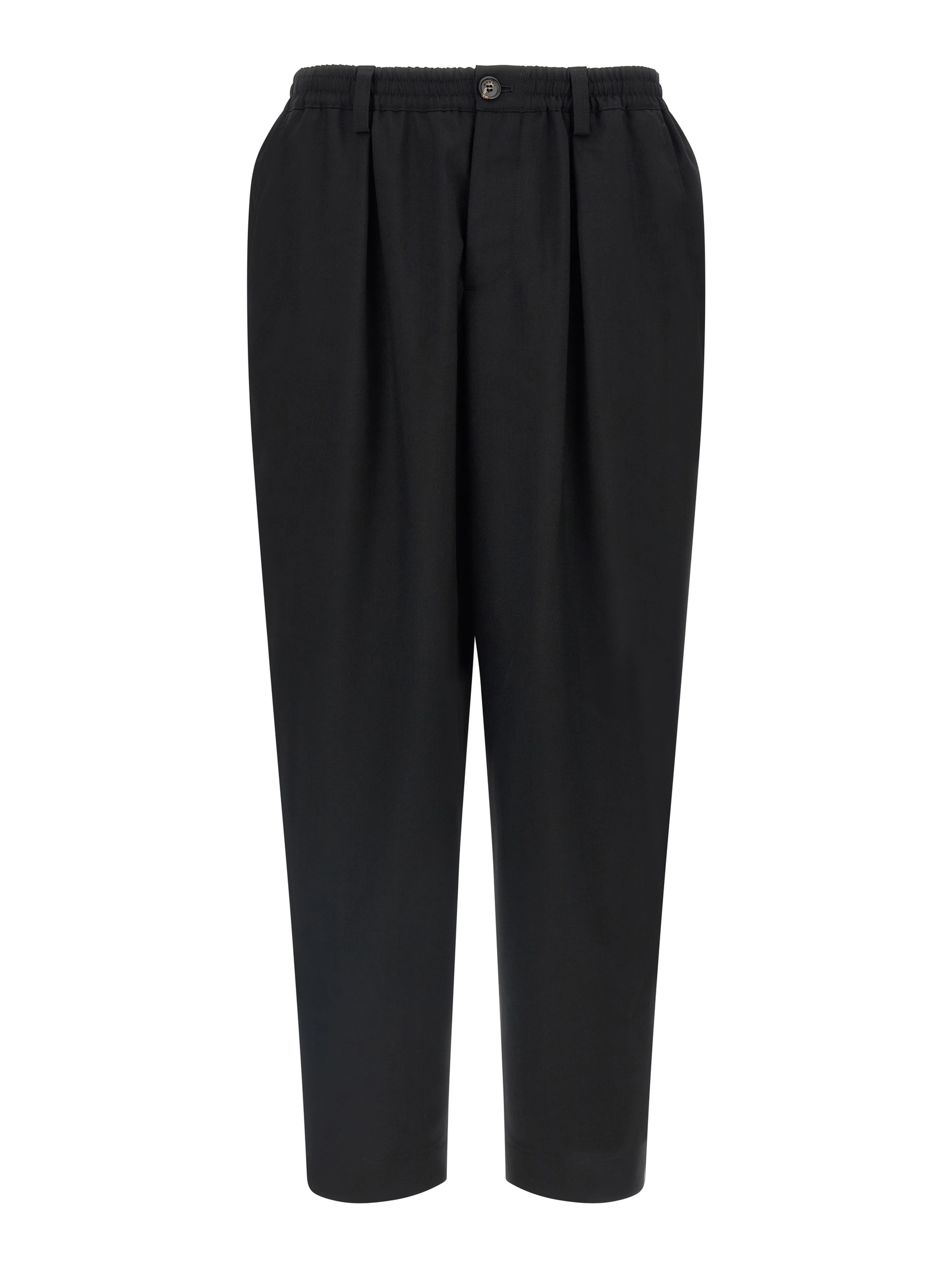 Black Virgin Wool Cropped Pants