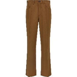 Brown Virgin Wool Casual Pants