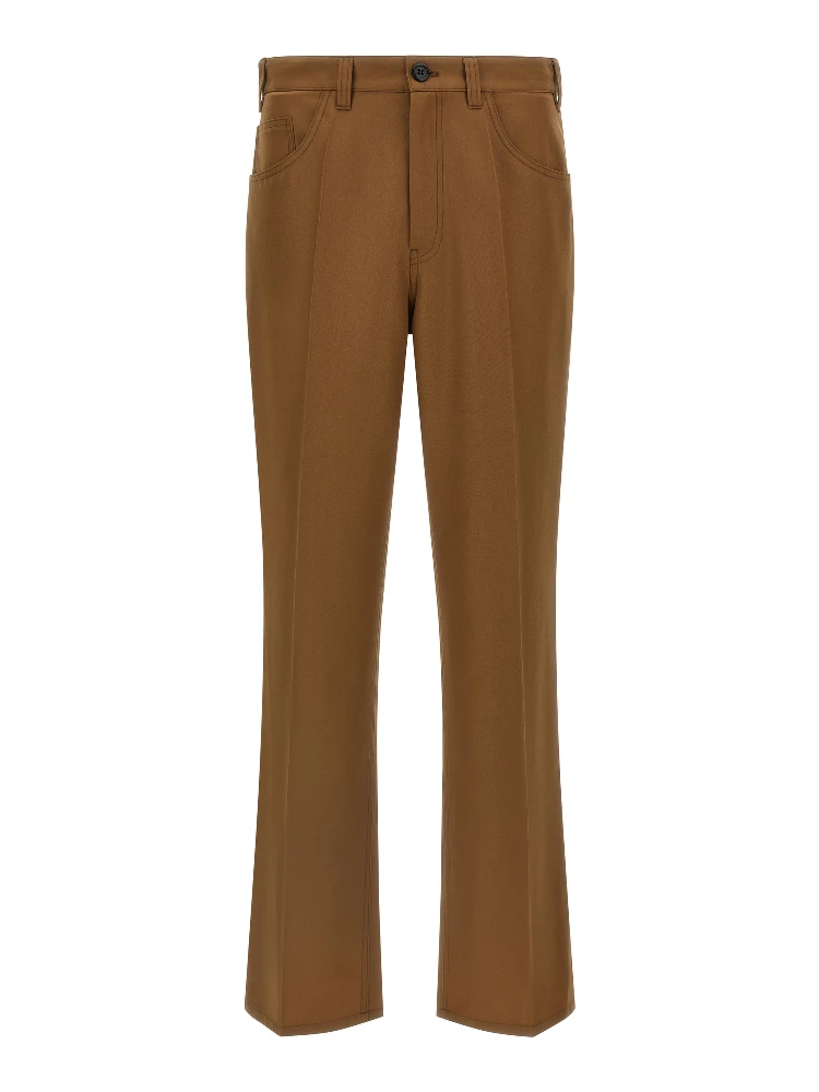 Brown Virgin Wool Casual Pants
