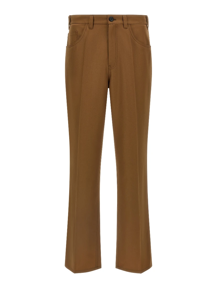 Brown Virgin Wool Casual Pants