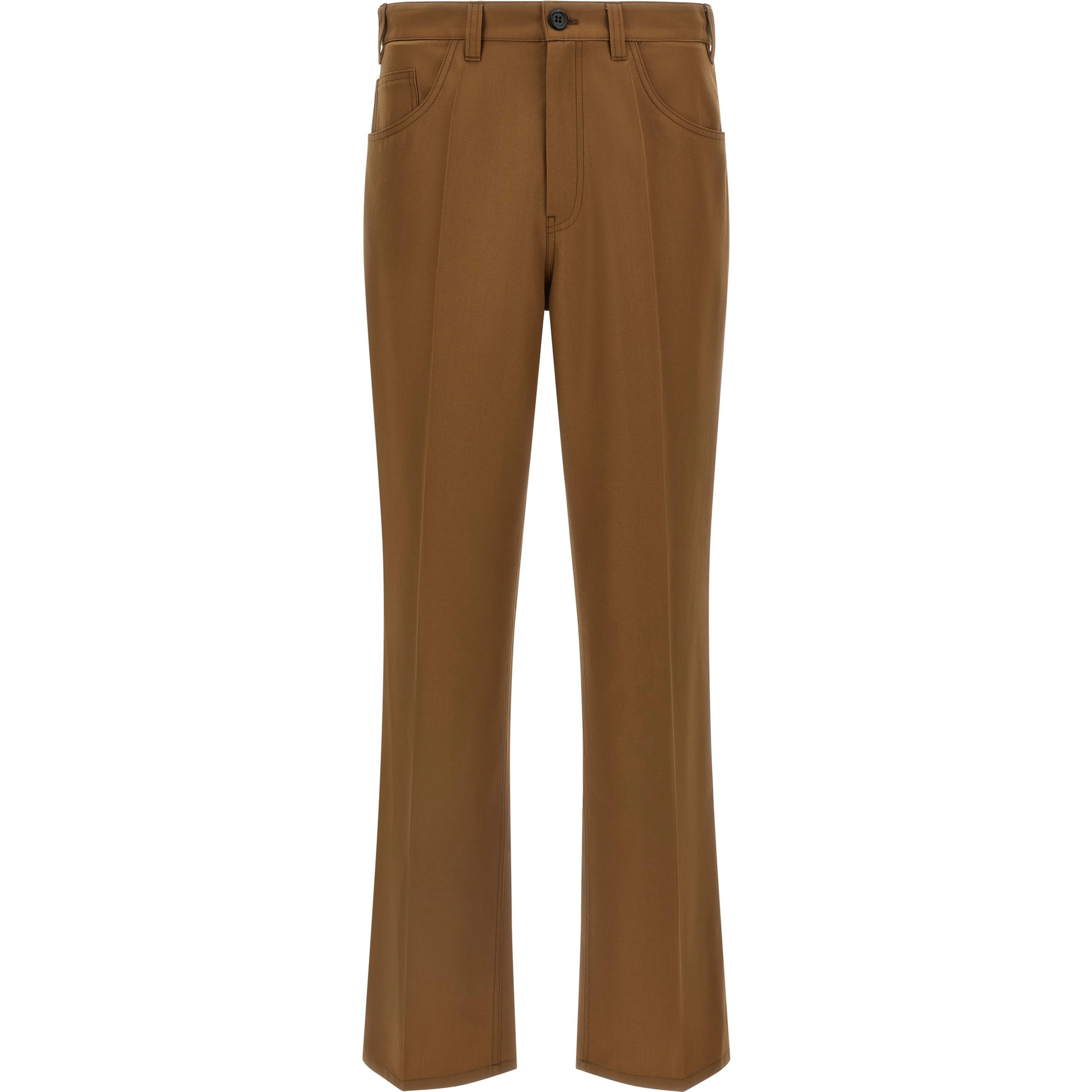 Brown Virgin Wool Casual Pants