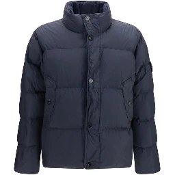 Blue Polyamide Full-Length Jacket