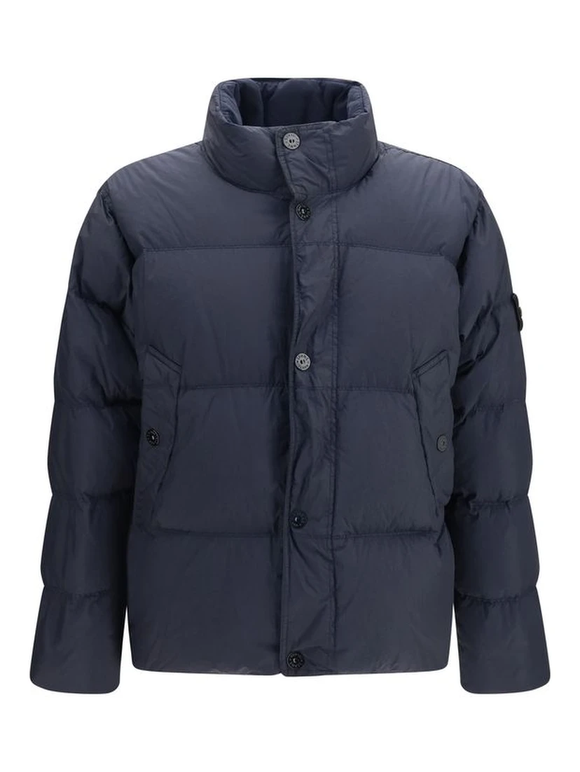 Blue Polyamide Full-Length Jacket