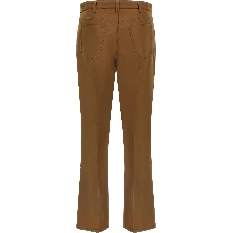 Brown Virgin Wool Casual Pants