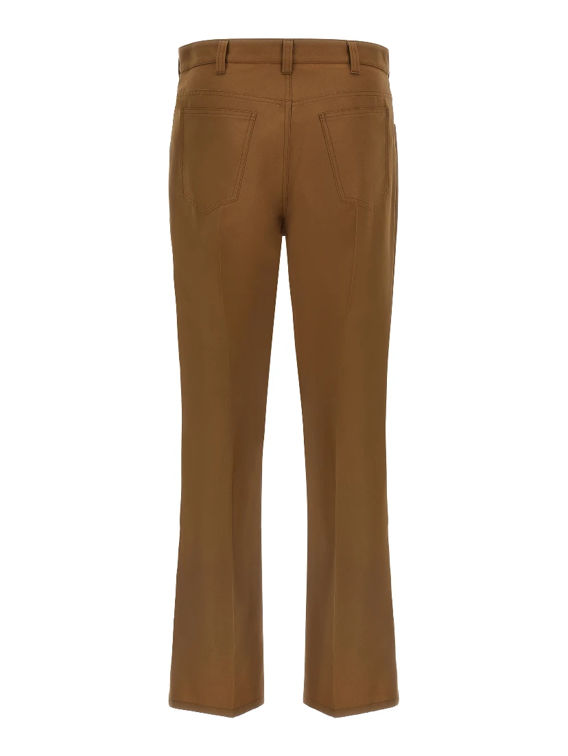 Brown Virgin Wool Casual Pants