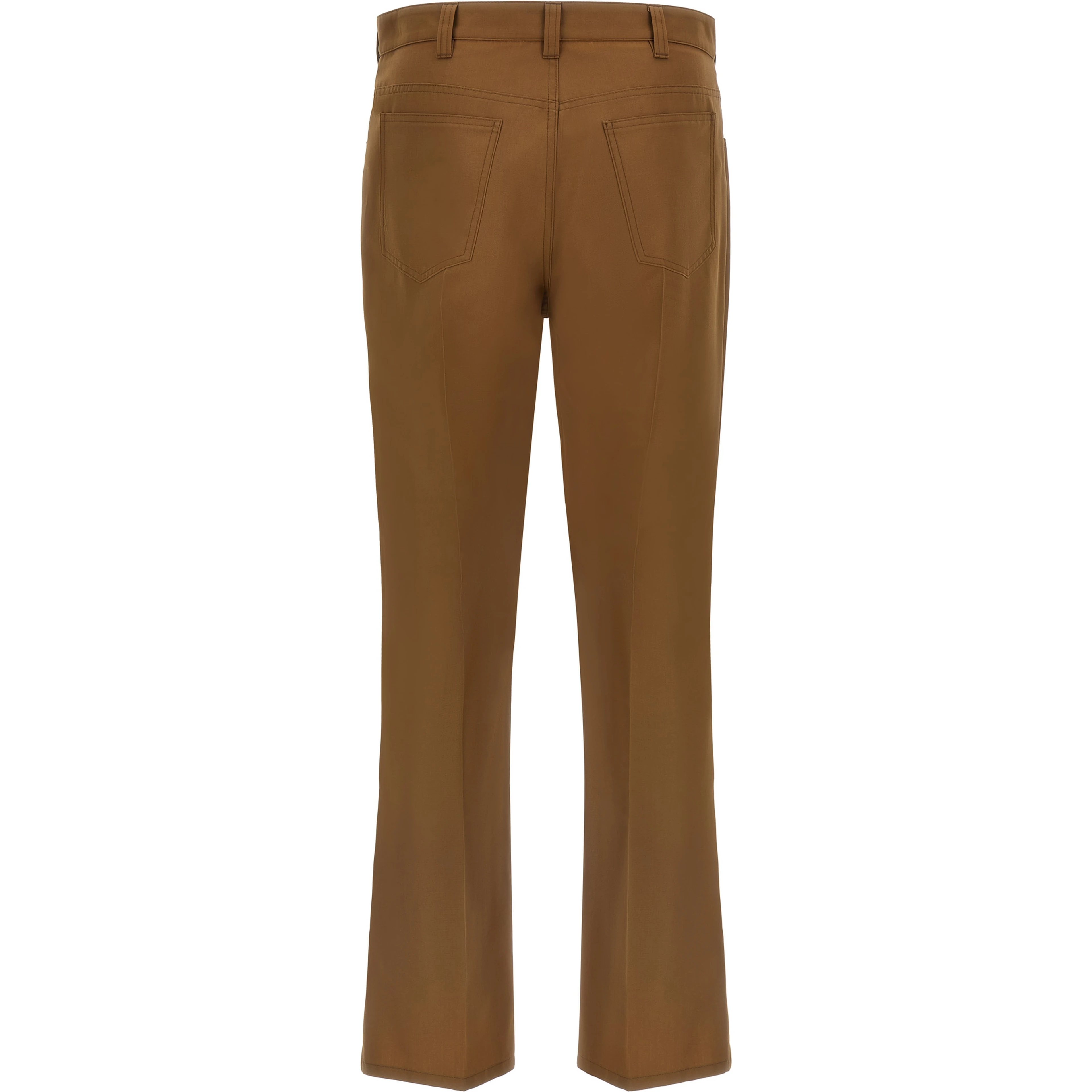 Brown Virgin Wool Casual Pants